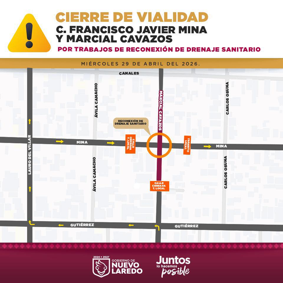 Aviso 📣 Debido a trabajos de reconexión de drenaje sanitario, a partir de mañana miércoles 29 de abril se realizará el…