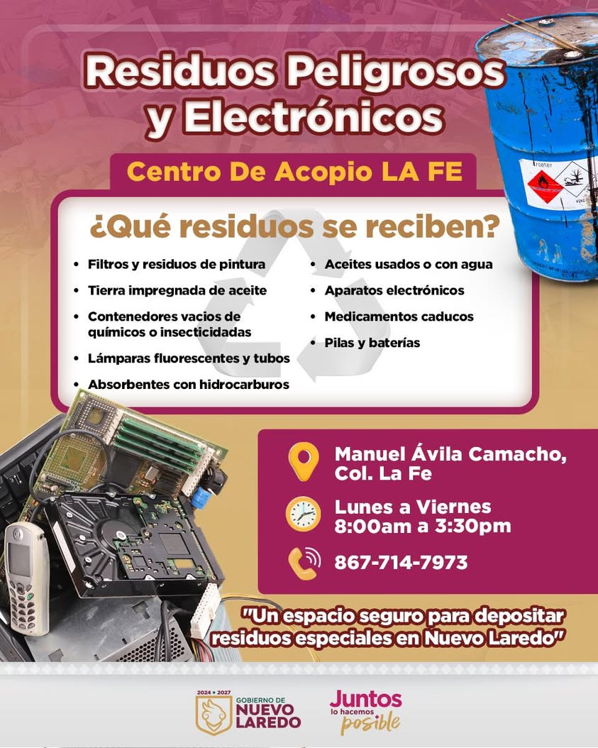 Dar un manejo adecuado a los residuos peligrosos y electrónicos ayuda a proteger el medio ambiente y prevenir afectacion…