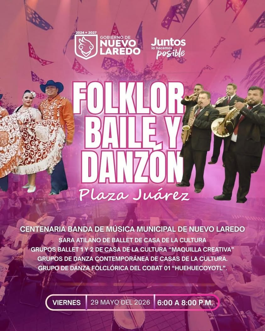 Este viernes, la Plaza Juárez se llena de música, tradición y talento neolaredense. Ven a disfrutar una noche de folklor…