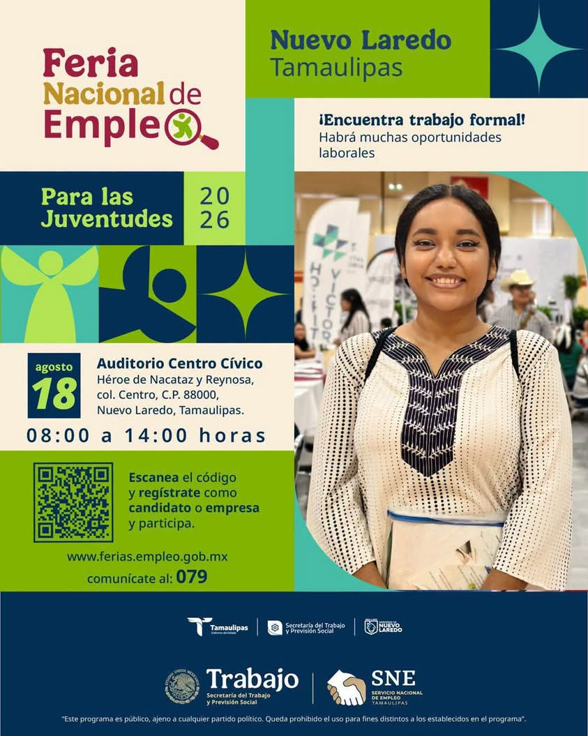 Más de 700 oportunidades laborales estarán disponibles para las juventudes de Nuevo Laredo en la Feria Nacional de Emple… Más de 700 oportunidades laborales estarán disponibles para las juventudes de Nuevo Laredo en la Feria Nacional de Emple…